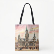 Bruxelas Bélgica Aquarela Grande Palácio