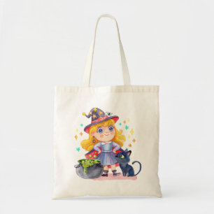 Bolsa Tote Bruxinha e gato preto bonitinho