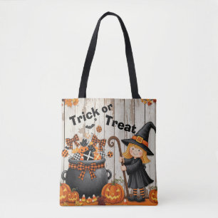 Bolsa Tote Bruxinha Fofa Saco de Doces ou Travessuras