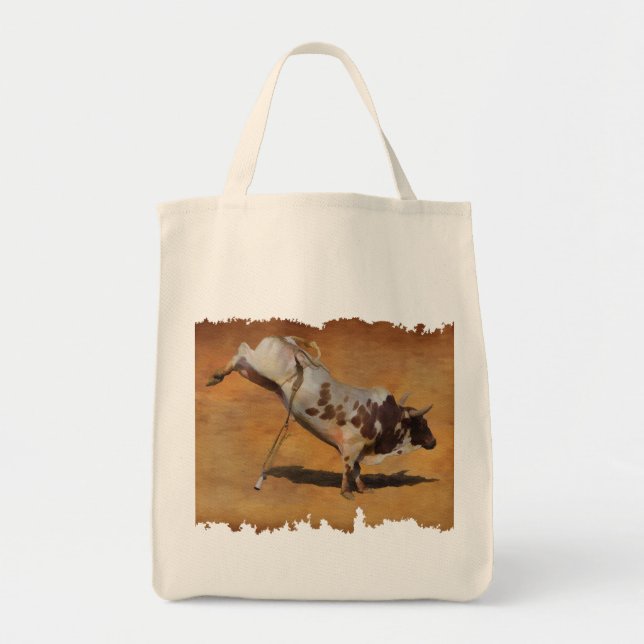 Bolsa Tote Bucking Rodeo Bull no faux Parerger Designer Gift (Frente)