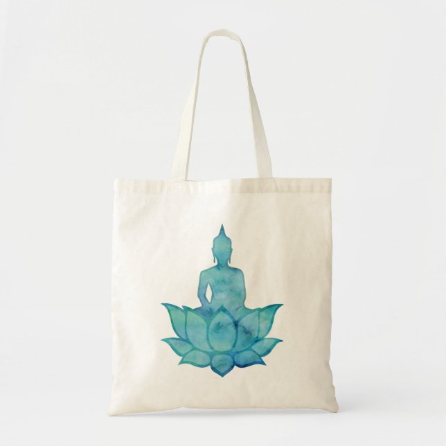 Bolsa Tote Buda sobre Lotus Blue (Frente)