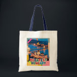 Bolsa Tote Budapest Hungary Night Cityscape Pop Art Collage<br><div class="desc">Budapest Hungary night cityscape showcasing the historic Parliament building and Chain Bridge glowing along the Danube River. This illuminated skyline is reimagined as a pop art collage, blending classic vintage retro travel vibes with mixed media textures to celebrate Eastern Europe travel. Often called the 'Pearl of the Danube, ' this...</div>
