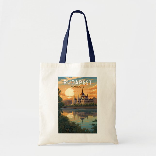 Bolsa Tote Budapest Hungary Viagem Art Vintage (Frente)