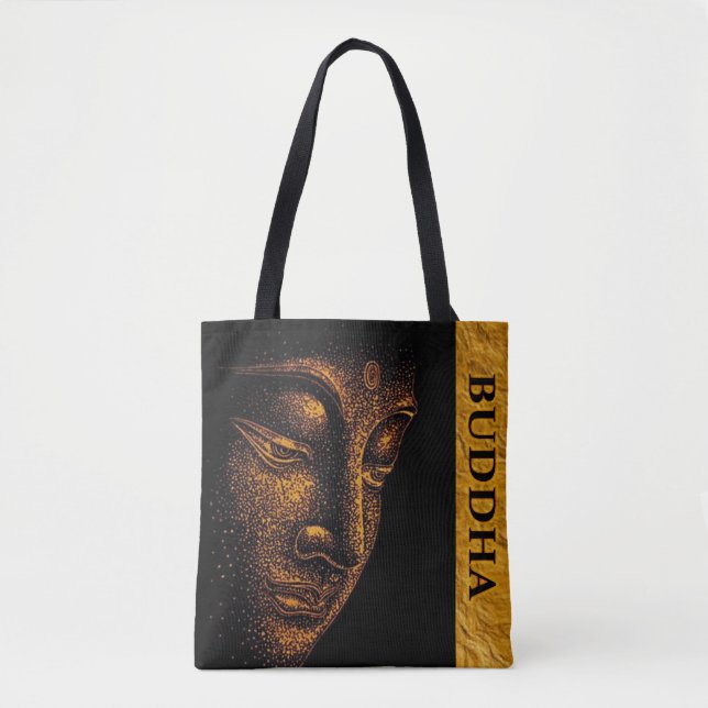 Bolsa Tote Buddha Dourado preto (Frente)