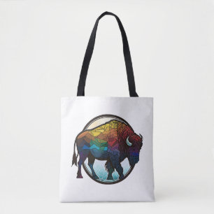 Bolsa Tote Búfalo Animal Retrato De Vidro Mantido Arte Selvag