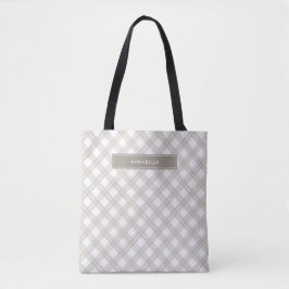 Bolsa Tote Bufalo tartan moderno bege natural personalizado