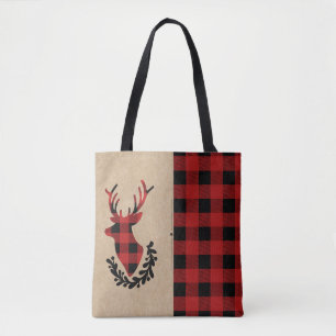 Bolsa Tote Búfalo Xadrez Vermelha Stag