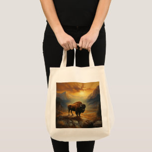 Bolsa Tote Buffalo Bison Sunset Silhouette