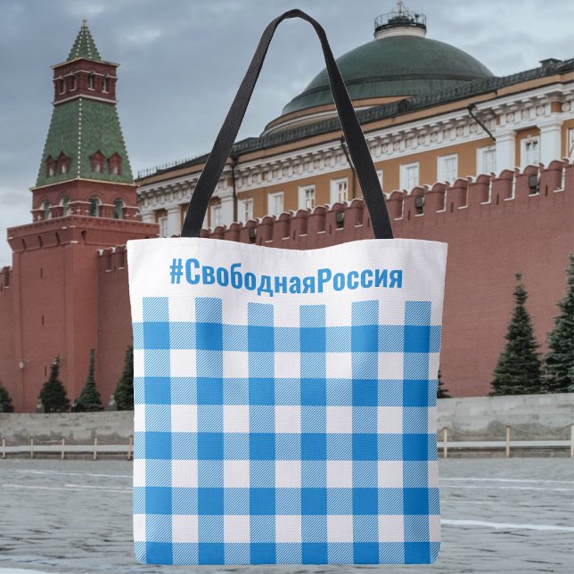Bolsa Tote Buffalo Check-FreeRussia-Russo (Buffalo Check-FreeRussia-Russian Tote Bag by The Social Observatory Shop)