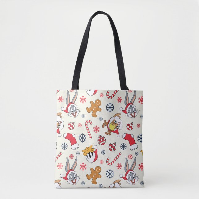 Bolsa Tote BUGS BUNNY™, DAFFY DUCK™ & Lola Padrão de Natal (Frente)