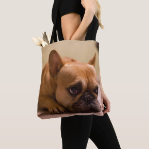Bolsa Tote Buldogue francês com cara inocente