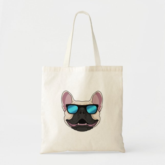 Bolsa Tote Buldogue francês com óculos escuros (Frente)