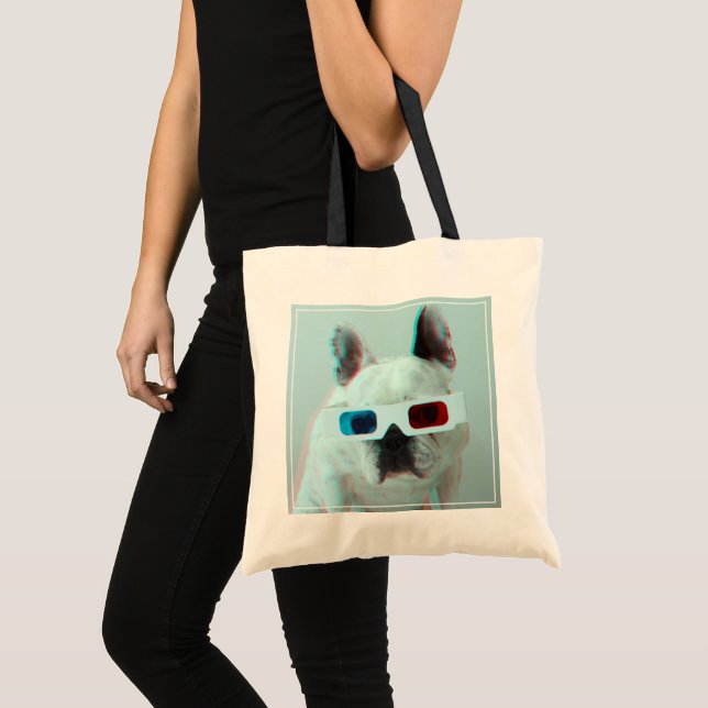 Bolsa Tote Buldogue francês com vidros 3D (Frente (produto))