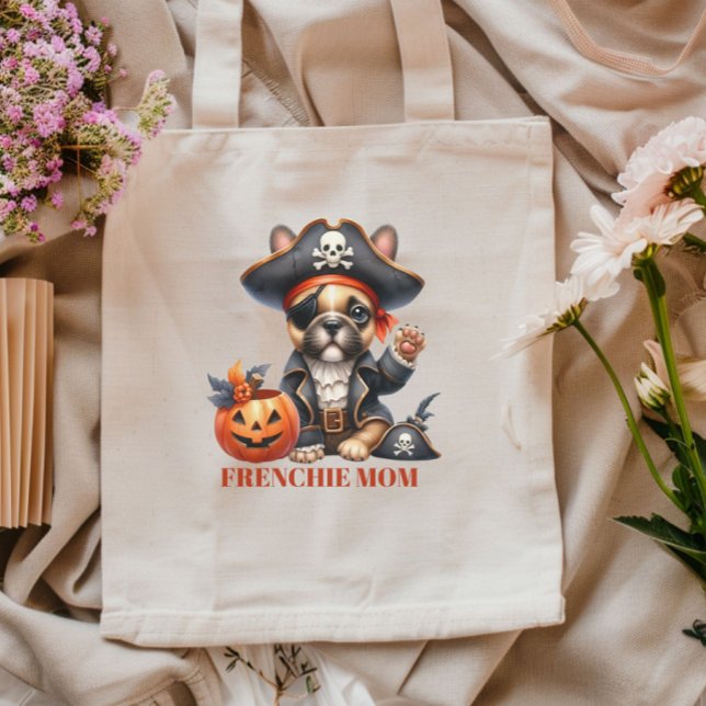 Bolsa Tote Buldogue Francês Pirata Halloween Frenchie Mãe (Criador carregado)