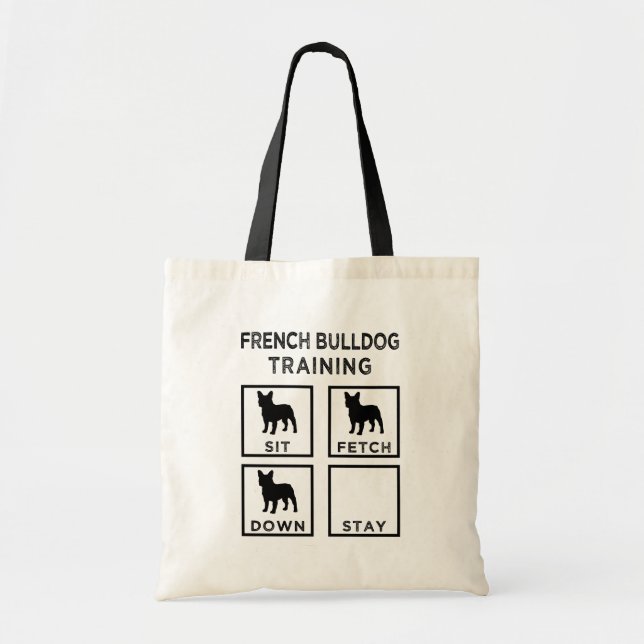 Bolsa Tote Buldogue francês que treina a sacola engraçada (Frente)
