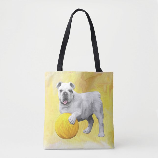 Bolsa Tote Buldogue Reproduzindo com Pintura de Cobra-d'Água (Frente)
