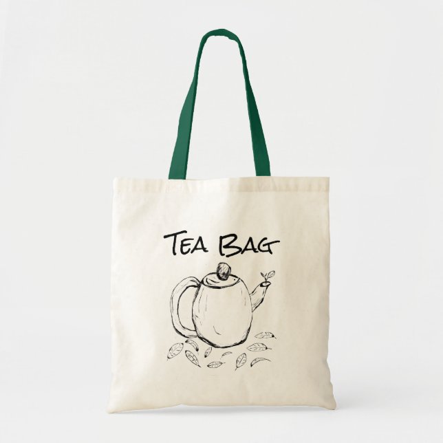 Bolsa Tote Bule do saquinho de chá com folhas de chá (Frente)