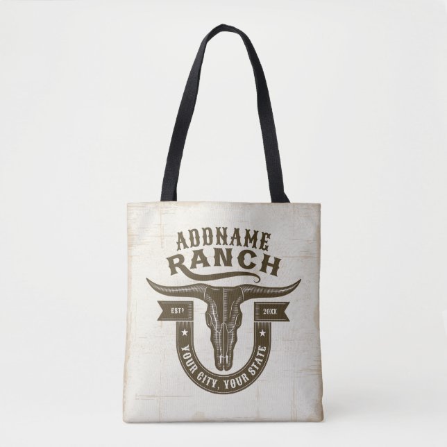 Bolsa Tote Bull Steer Skull Western Ranch (Frente)