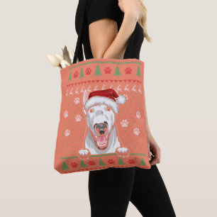 Bolsa Tote Bull Terrier Christmas Ugly Sweater Engraçado Cach