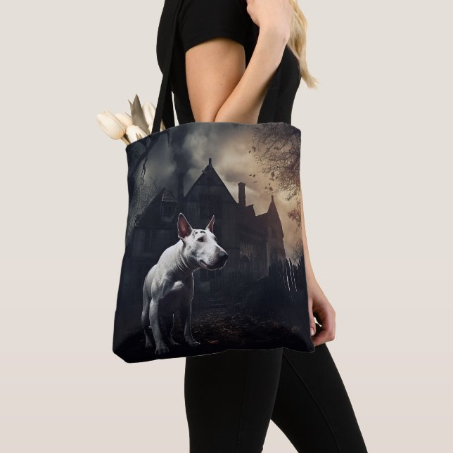 Bolsa Tote Bull Terrier Halloween Scary (Close Up)