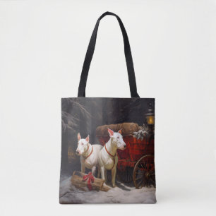 Bolsa Tote Bull Terrier Nevado Trenó de Natal Decoração de Na