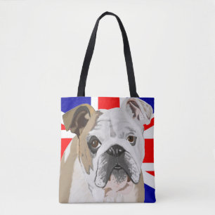 Bolsa Tote Bulldog Britânico com Union Jack