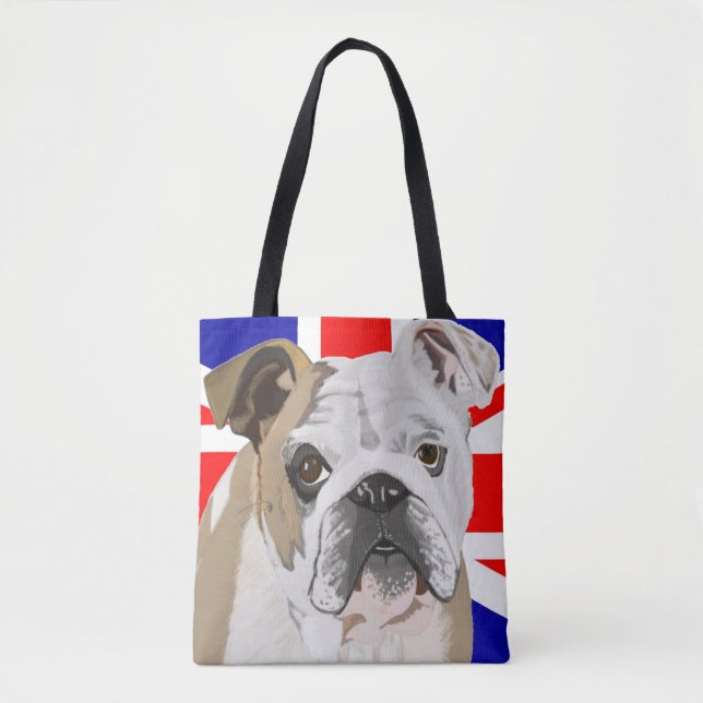 Bolsa Tote Bulldog Britânico com Union Jack (Frente)