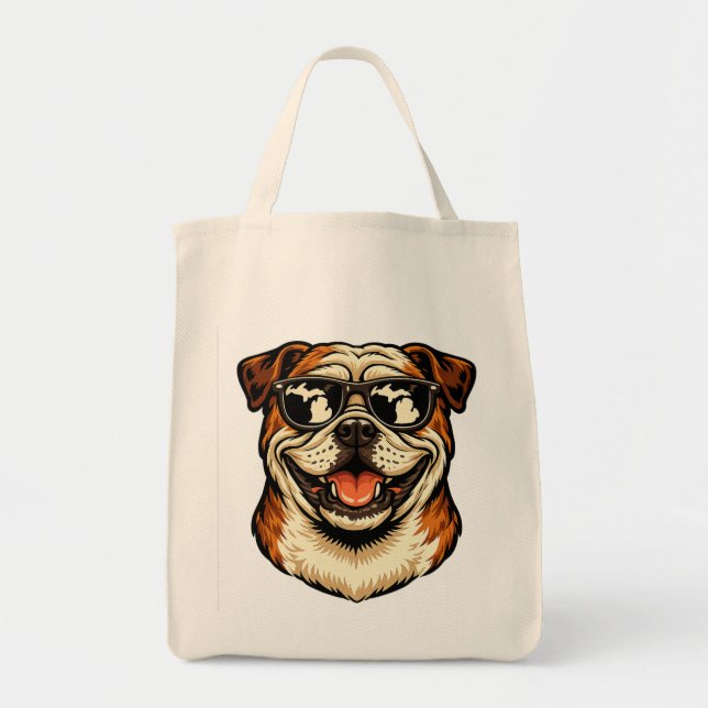Bolsa Tote Bulldog de Michigan Usando Óculos de Sol (Frente)