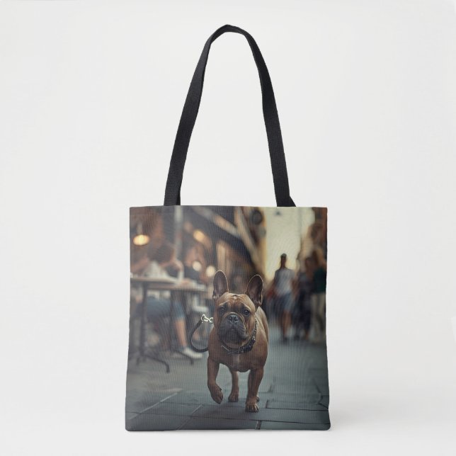 Bolsa Tote Bulldog Elegante francês para os ombros (Frente)