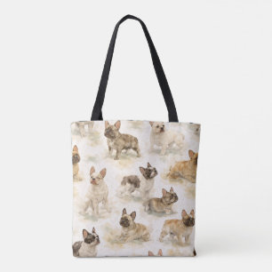 Bolsa Tote Bulldog Francês aquarela 
