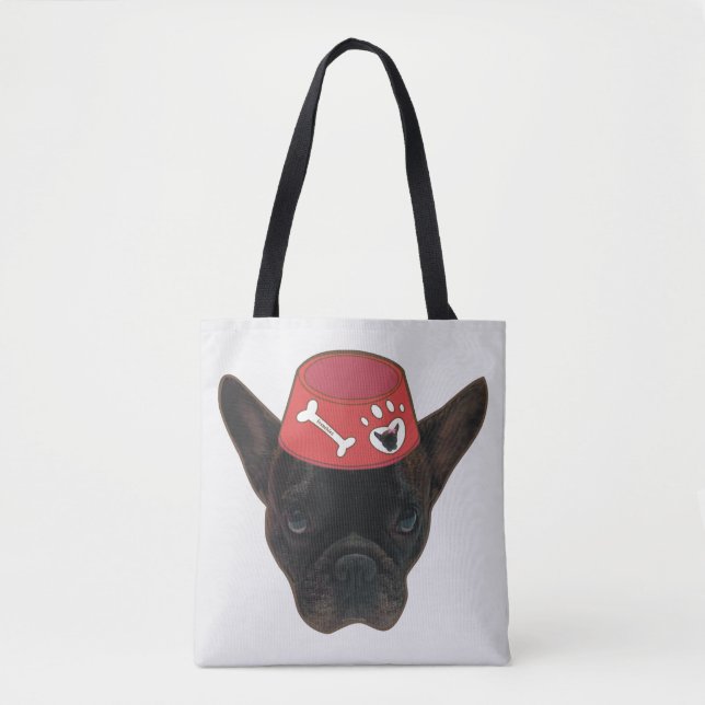 Bolsa Tote Bulldog Francês com Red Bowl (Frente)