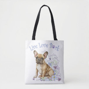 Bolsa Tote Bulldog Francês Floral