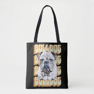 Bolsa Tote Bulldog Inglês com Fonte Retroativa