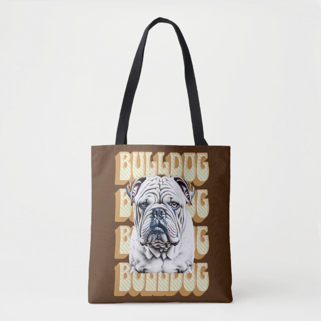 Bolsa Tote Bulldog Inglês com Fonte Retroativa (Frente)