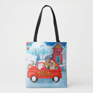 Bolsa Tote Bulldog Inglês em Caminhão de Entrega de Natal na