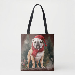 Bolsa Tote Bulldog na Neve Natal
