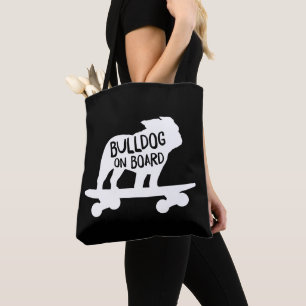 Bolsa Tote Bulldog no Conselho   Cachorro de skate Silhouette