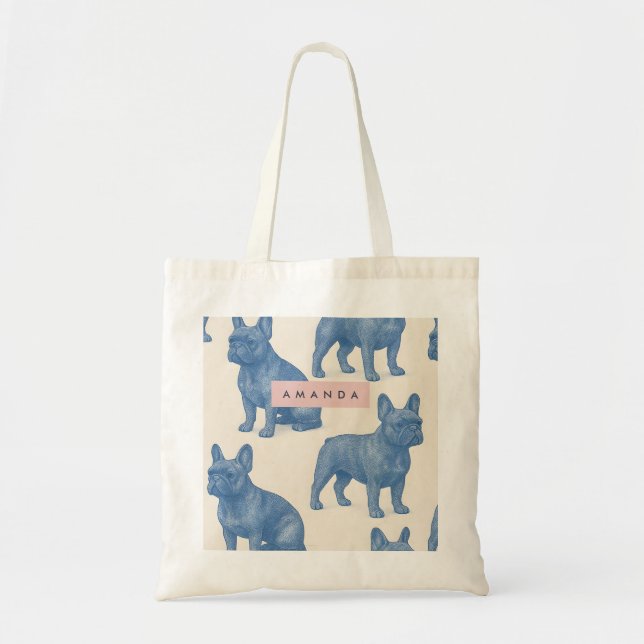 Bolsa Tote Bulldogue Francês Fofo Personalizado (Frente)