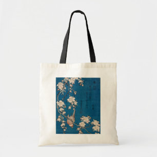 Bolsa Tote Bullfinch em um ramo Weeping da cereja por Hokusai