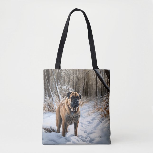 Bolsa Tote Bullmastiff Deixe Nevar Natal (Frente)