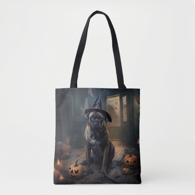 Bolsa Tote Bullmastiff Pumpkins Halloween Scary (Frente)
