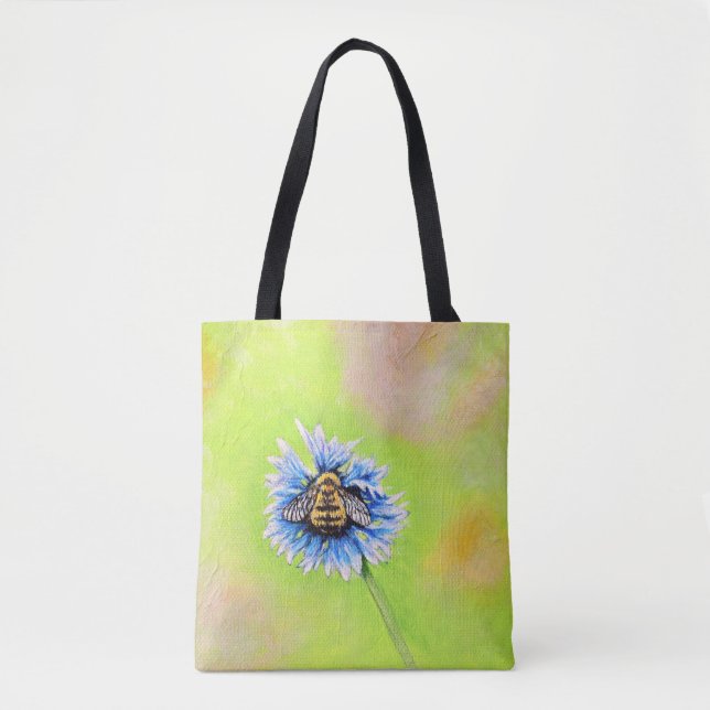 Bolsa Tote Bumble Bee em uma pintura de flor (Frente)