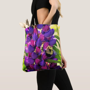 Bolsa Tote Bumble Bee Na Flor De Lupina Selvagem Feche