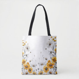 Bolsa Tote Bumble Bees e Daisies Passo-a-Passo Amarelo