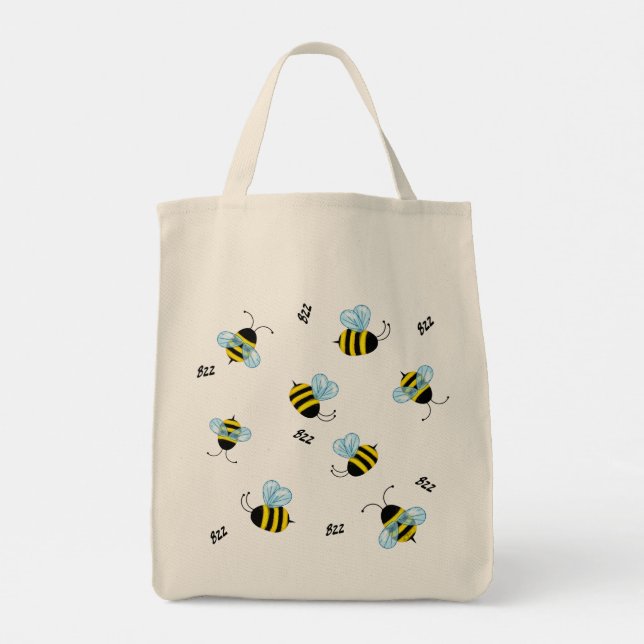 Bolsa Tote Bumble Bees Ocupadas Carregar Reutilizável (Verso)