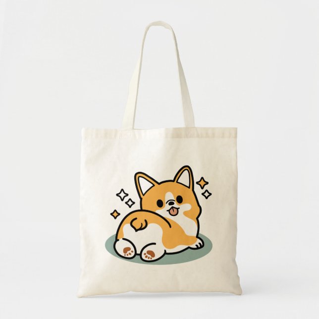 Bolsa Tote Bumbum Primeiro, Vamos Nap - Bumbum Corgi Cute (Frente)