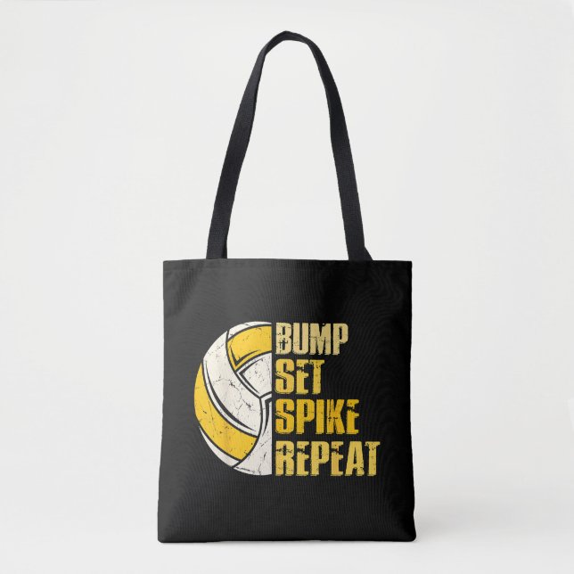 Bolsa Tote Bump Set Spike Repete Voleibol Engraçado (Frente)