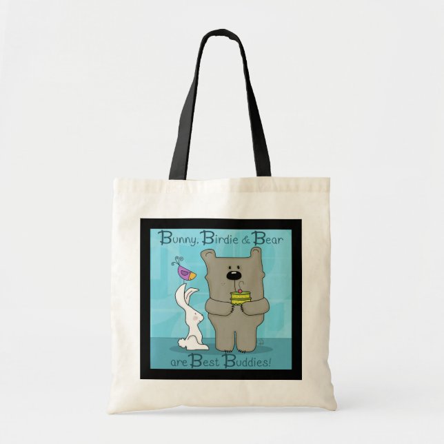 Bolsa Tote Bunny, Birdie e Bear - Melhores Amigos (Frente)