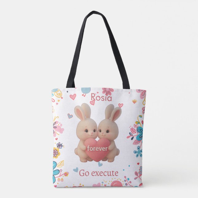 Bolsa Tote Bunny Christmas Stocking – Personal Holiday Ch arm (Verso)