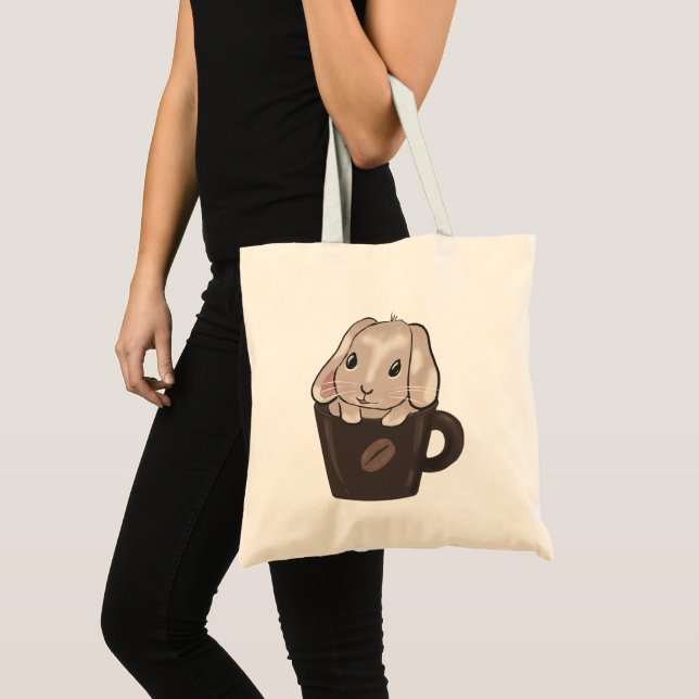Bolsa Tote Bunny in coffee mug  (Frente (produto))